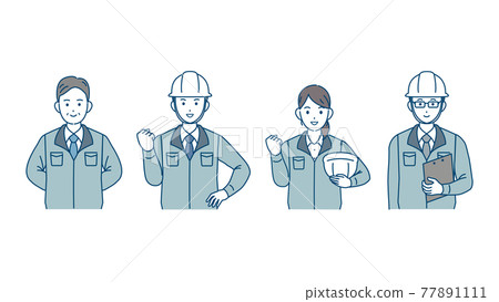 Site director architect manufacturing company men and women teamwork upper body illustration material 77891111