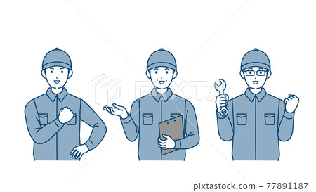 Contractor mechanic Male upper body in work clothes Illustration material Contractor mechanic Male upper body in work clothes Illustration material 77891187