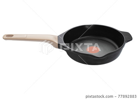 Empty pan with handles isolated on white background with Side view. Empty pan with handles isolated on white background with Side view. 77892883