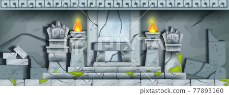 Ancient stone temple ruin, vector cartoon maya... - Stock Illustration  [77893160] - PIXTA