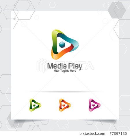 Media play logo design vector with concept of... - Stock Illustration ...