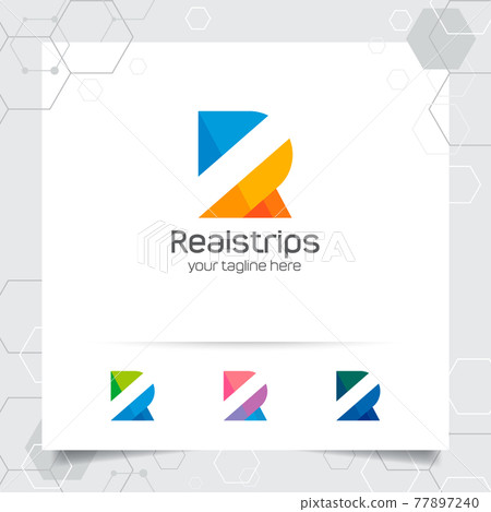 Digital logo letter R design vector with modern... - Stock Illustration ...
