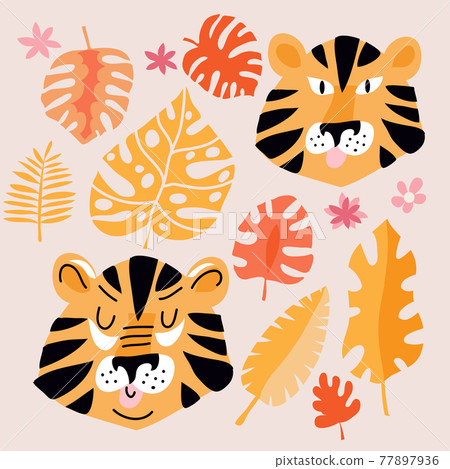 Tiger and flowers set 1 77897936
