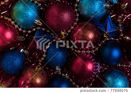 Christmas holidays composition with red, blue balls. Christmas holidays composition with red, blue balls. 77898076