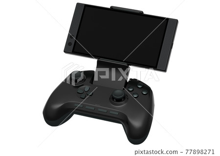 Realistic joystick for playing games on a mobile phone on white background Realistic joystick for playing games on a mobile phone on white background 77898271