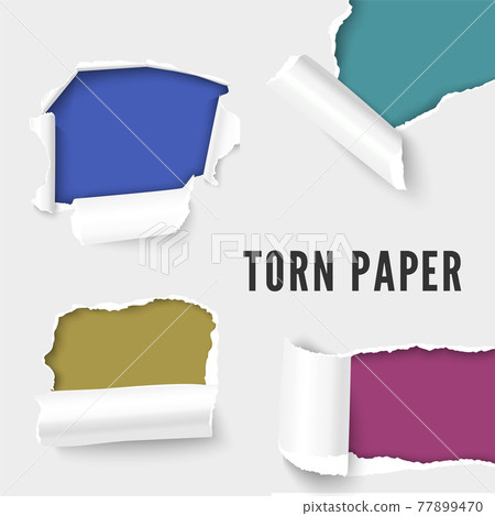 Realistic vector illustration of hole in white paper  77899470