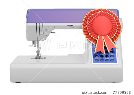 Electronic sewing machine with best choice badge, 3D rendering Electronic sewing machine with best choice badge, 3D rendering 77899598