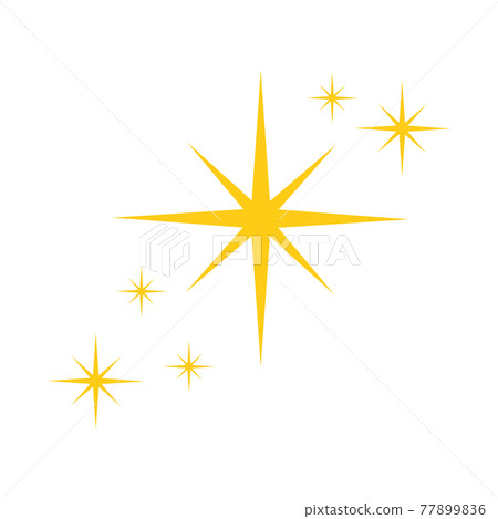 Yellow stars sparkles. Golden twinkles icon isolated on white background. Shining glow, dazzle light, bright flash. Vector flat illustration 77899836