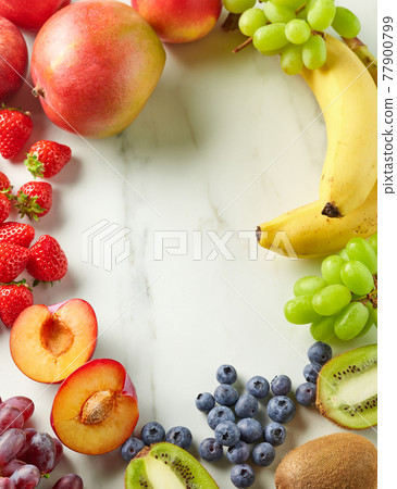 frame of fresh fruit and berries 77900799