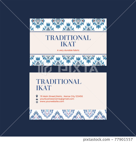 Name card template with ikat concept,watercolor style 77901557