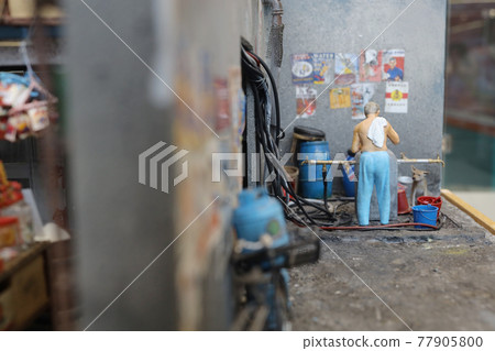scale of old hong kong city life model and figure.  3 May 2021 77905800