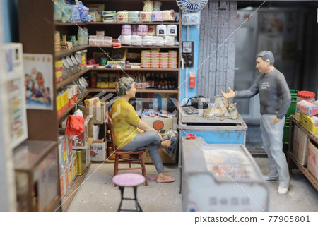 scale of old hong kong city life model and figure.  3 May 2021 77905801