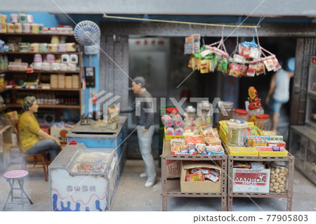 scale of old hong kong city life model and figure.  3 May 2021 77905803
