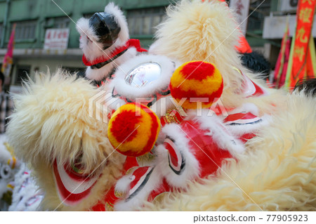 the lion dance at Tai Kok Tsui Temple Fair 20 March 2005 the lion dance at Tai Kok Tsui Temple Fair 20 March 2005 77905923