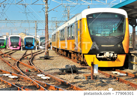 Scenery of a train marshalling yard in a local city Scenery of a train marshalling yard in a local city 77906301