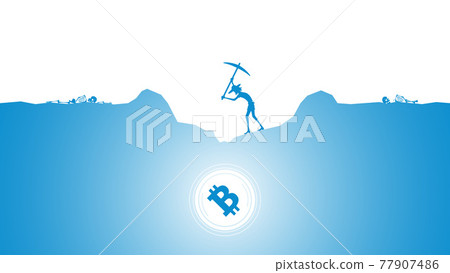 A man mining Bitcoin in the wilderness 77907486