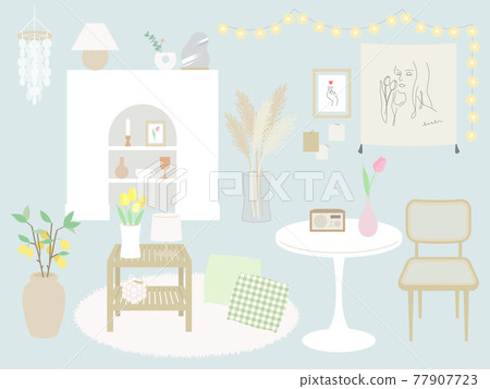 Korean style interior lifestyle girly room Korean wave 77907723