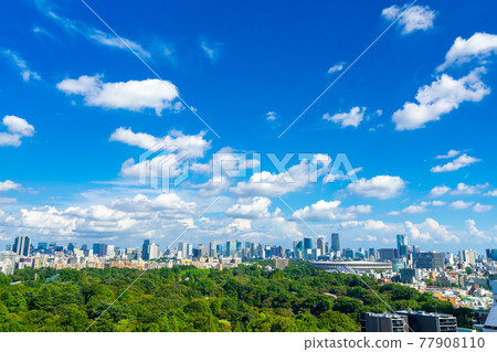 Tokyo scenery early summer new national stadium and cityscape 77908110