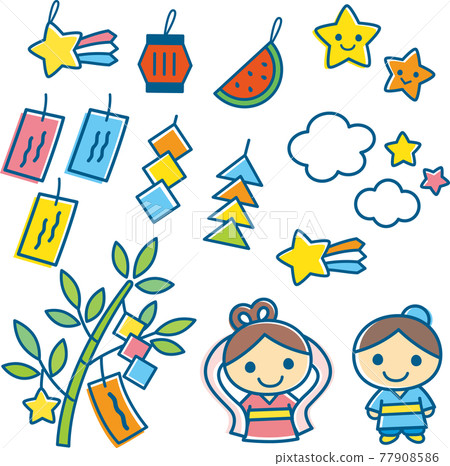 210524_Tanabata illustration set_lined navy 77908586