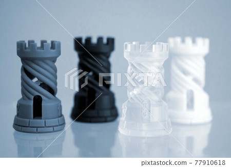 Four Objects photopolymer printed on a 3d printer. 77910618