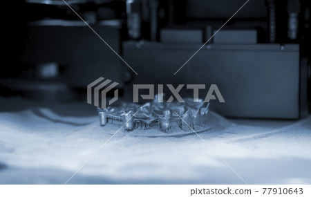 Printing platform with object printed on 3d printer for metal Printing platform with object printed on 3d printer for metal 77910643
