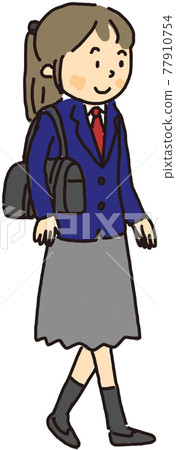 Illustration of a high school girl going to school Illustration of a high school girl going to school 77910754