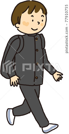 步行上學的初中男生插畫 步行上學的初中男生插畫 77910755