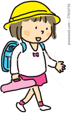 Illustration of elementary school girls going to school Illustration of elementary school girls going to school 77910756