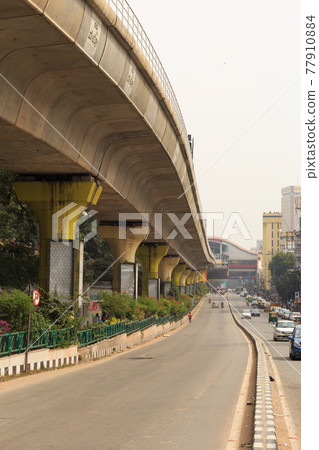 India Mahatma Gandhi Road and Metro Station 77910884