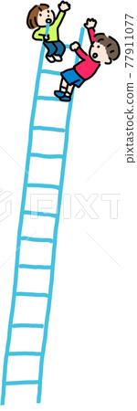 一個孩子爬梯子的插圖 77911077