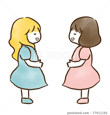 Two girls smile Two girls smile 77911193