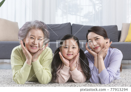 three generations of women, Asian grandmother, mother and grand daughter three generations of women, Asian grandmother, mother and grand daughter 77913294