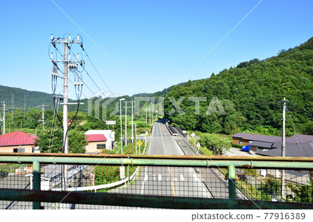 Scenery from the train window between Miyako Station and Fudai Station on the Sanriku Railway in the summer of 2020 77916389