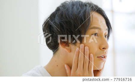 Man touching the face Man touching the face 77916716