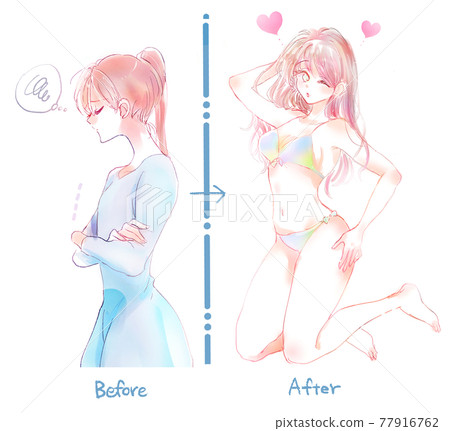 Figure of a woman with a small breast getting bigger 77916762