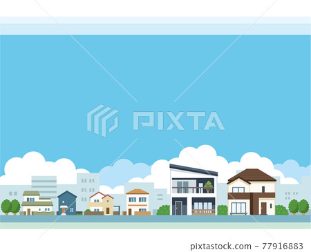 Illustration material of residential area scenery Illustration material of residential area scenery 77916883