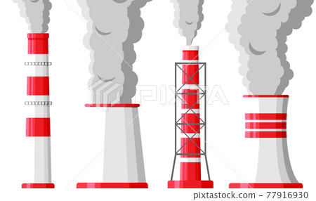 Smoking Factory Pipes Against White Background. Smoking Factory Pipes Against White Background. 77916930