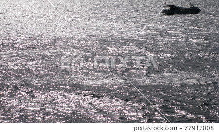 Pleasure boat to see the Sasagawa stream over the Sea of Japan Pleasure boat to see the Sasagawa stream over the Sea of Japan 77917008