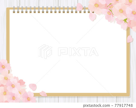 Sketchbook and cherry blossom background 77917748