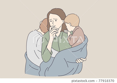 Poverty, single mother, troubles concept Poverty, single mother, troubles concept 77918370