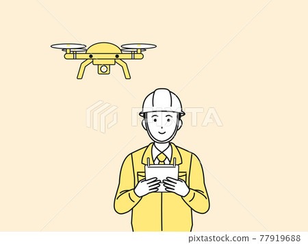 飛行無人機站點總監建築師男性插畫素材 77919688