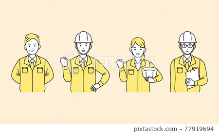 Site director architect manufacturing company men and women teamwork upper body illustration material 77919694