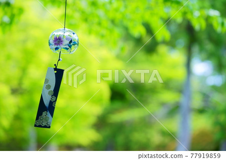 Wind chimes in a refreshing green forest 5 77919859