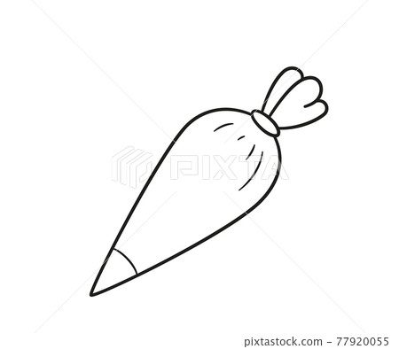 Hand drawn pastry Icing bag with nozzle. Baking piping bag. Vector illustration in doodle style on white background Hand drawn pastry Icing bag with nozzle. Baking piping bag. Vector illustration in doodle style on white background 77920055