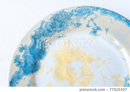 Mashiko ware round plate bird's-eye view crystal glaze Mashiko ware round plate bird's-eye view crystal glaze 77920307