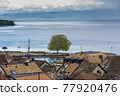 view of old city and waterfront of Nyon, canton of Vaud in Switzerland 77920476