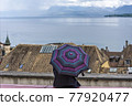 view of old city of Nyon, canton of Vaud in Switzerland 77920477