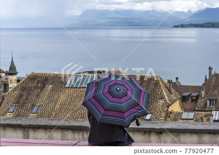 view of old city of Nyon, canton of Vaud in Switzerland view of old city of Nyon, canton of Vaud in Switzerland 77920477