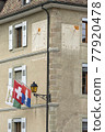 sundial on a house in old city of Nyon, canton of Vaud in Switzerland 77920478
