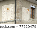 sundial on a house in old city of Nyon, canton of Vaud in Switzerland 77920479